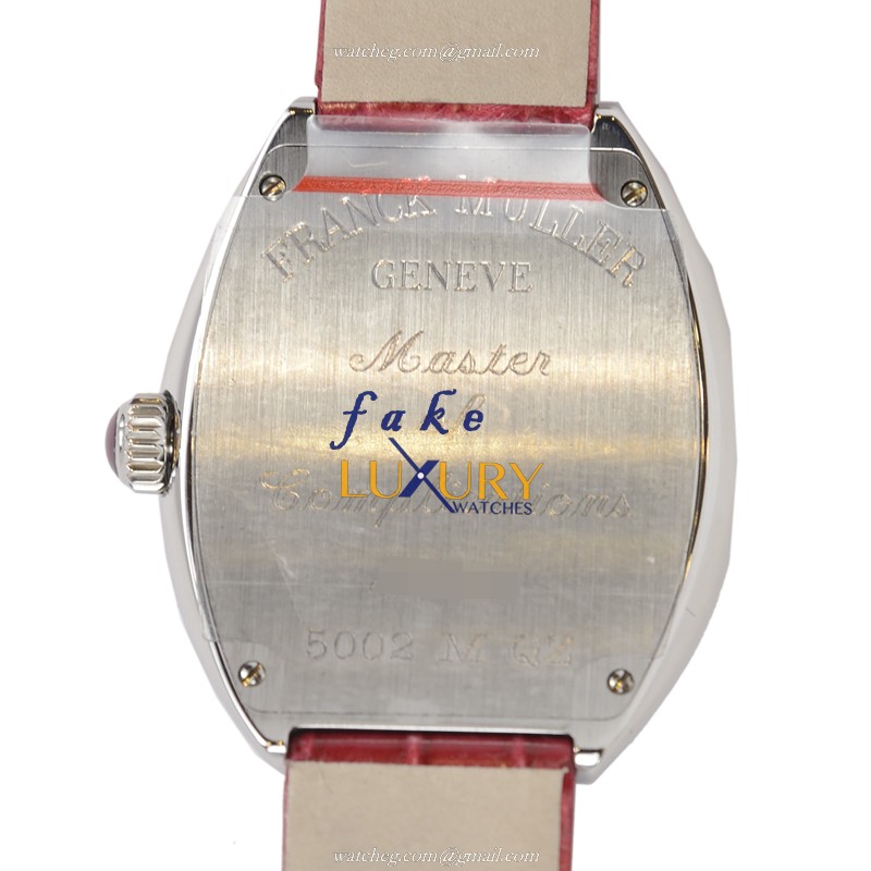 Franck Muller 5002 M QZ AC HEART Quartz Stainless Steel Replica Watch - Silver Dial, Red Alligator - Image 3