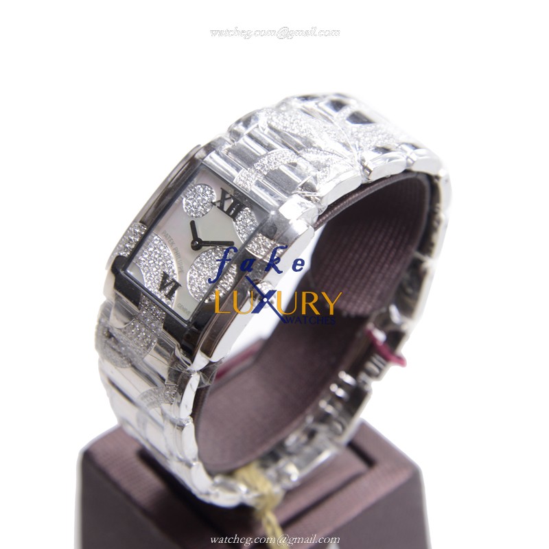 Patek Philippe 4910/49G-001 Replica Watch, Twenty-4 Quartz, 18kt White Gold & Diamond, Silver Dial - Image 2