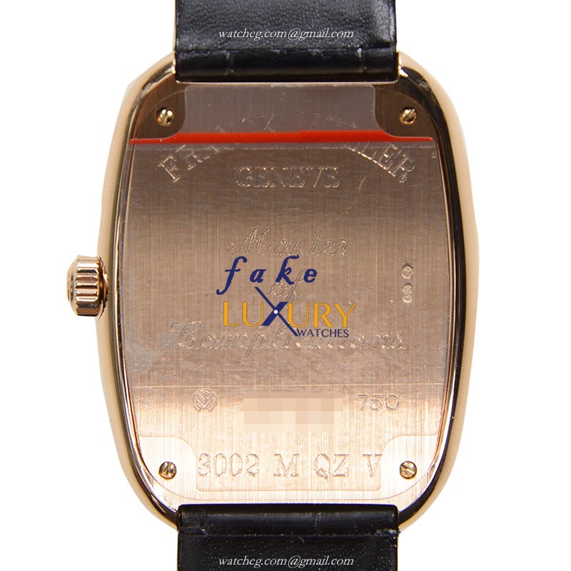 Franck Muller 3002 M QZ V 5N GALET Quartz 18kt Rose Gold Replica Watch, Silver Dial, Alligator Strap - Image 3