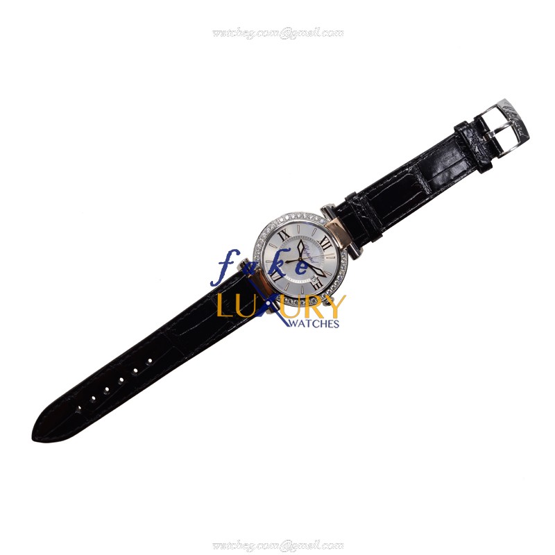 Chopard 388532-6003 Replica Watch, Quartz, 18kt Rose Gold & Steel Case, Silver Dial, Alligator Strap - Image 2