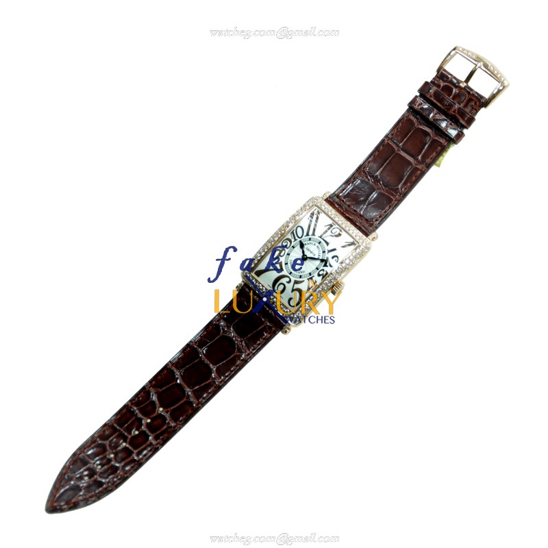 Franck Muller 1000SCD5N LONG ISLAND Auto 18kt Rose Gold Diamond Bezel Replica Watch - Image 2