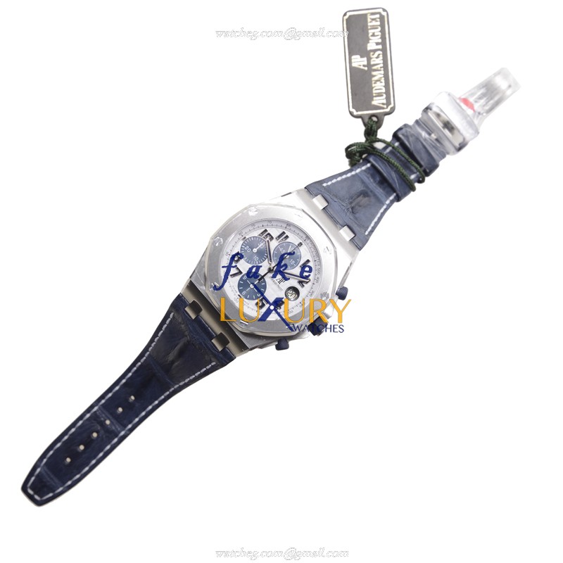 Audemars Piguet Royal Oak Offshore 26170ST.OO.D305CR.01 Automatic White Dial Blue Alligator Steel - Image 2