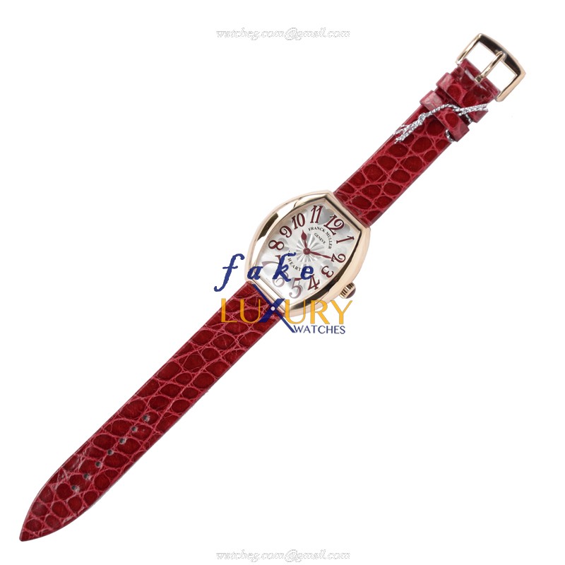 Franck Muller 5002 M QZ 5N Replica Watch, Quartz Movement, Rose Gold Case, Silver Dial, Red - Image 2