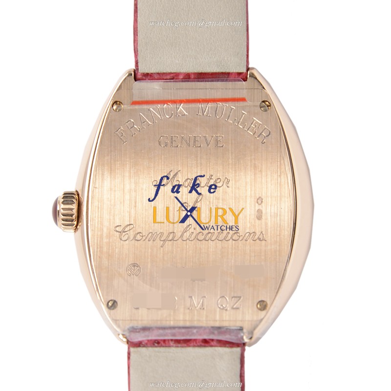 Franck Muller 5002 M QZ 5N Replica Watch, Quartz Movement, Rose Gold Case, Silver Dial, Red - Image 3