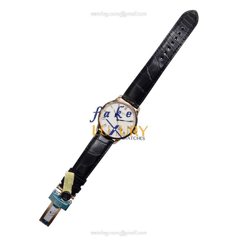 Glashutte Senator Panorama Date 100-03-32-45-04 Replica Watch, Rose Gold Case, Silver Dial, Black - Image 2