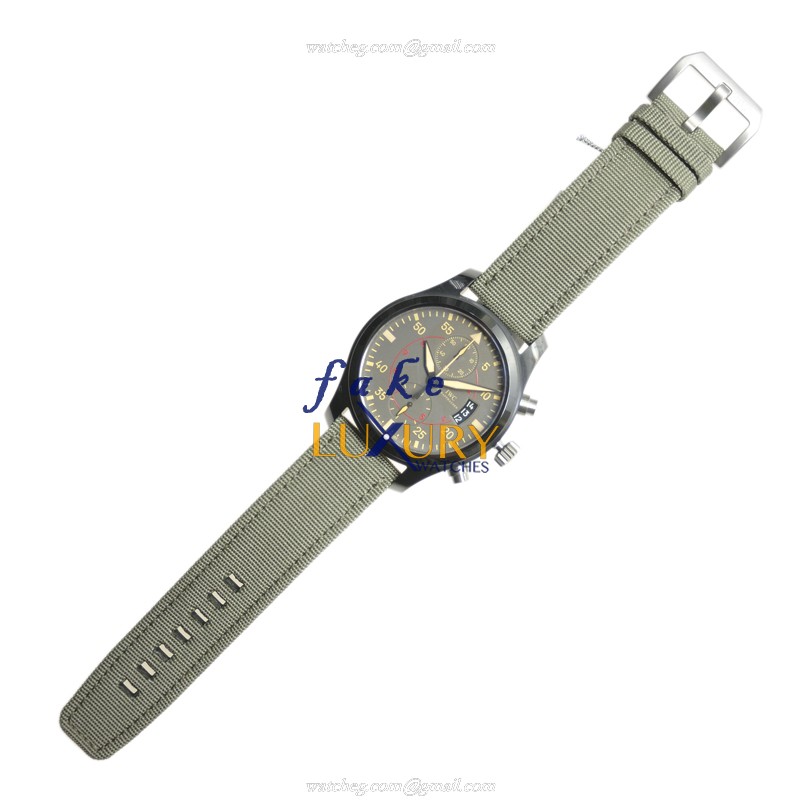 IWC IW388002 Pilot - Replica Watch - Automatic - Ceramic Case - Dark Grey Dial - Green Fabric Strap - Image 2