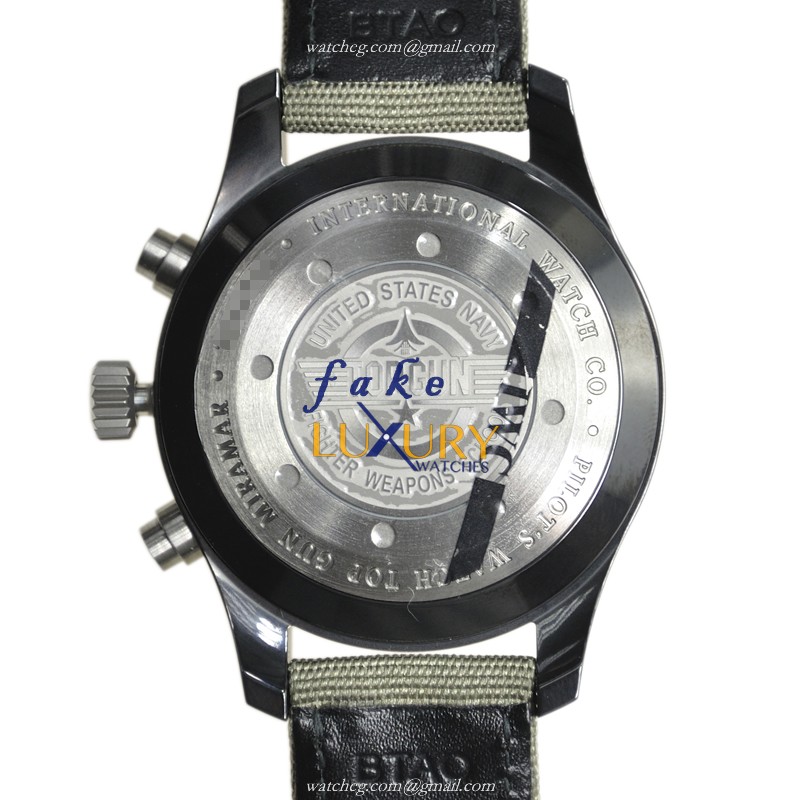 IWC IW388002 Pilot - Replica Watch - Automatic - Ceramic Case - Dark Grey Dial - Green Fabric Strap - Image 3