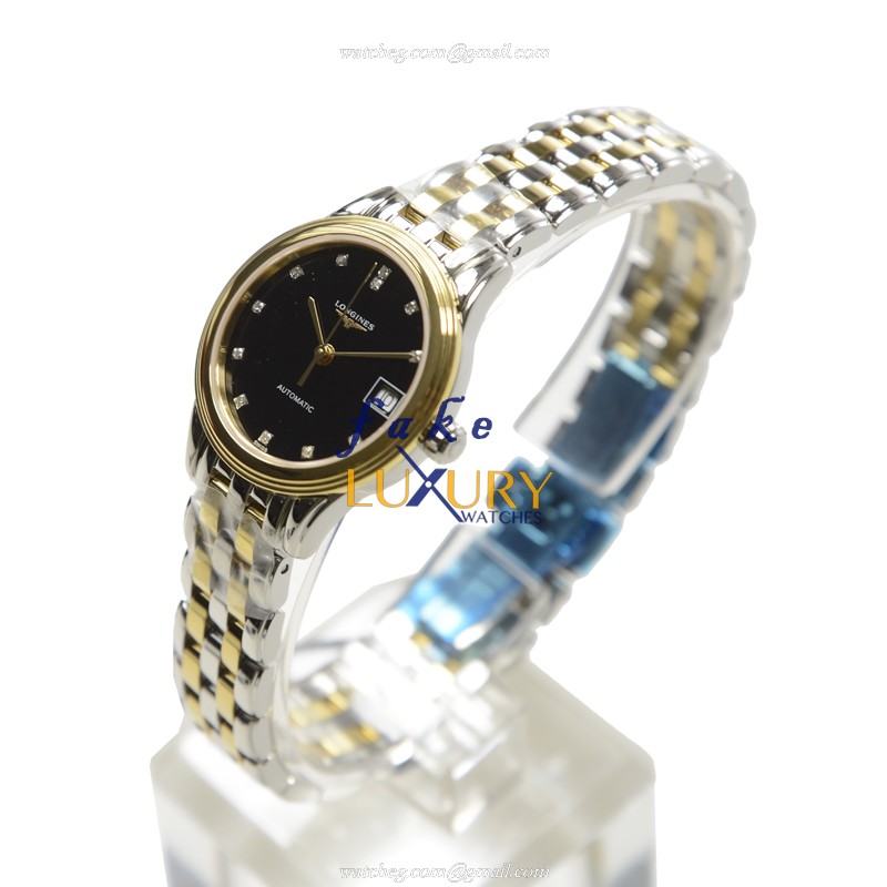 Longines L4.274.3.57.7 FLAGSHIP Auto PVD Gold Dial Silver Strap Replica Watch - L4274357701 - Image 3