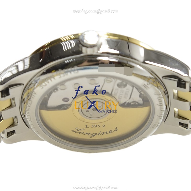 Longines L4.274.3.57.7 FLAGSHIP Auto PVD Gold Dial Silver Strap Replica Watch - L4274357701 - Image 4
