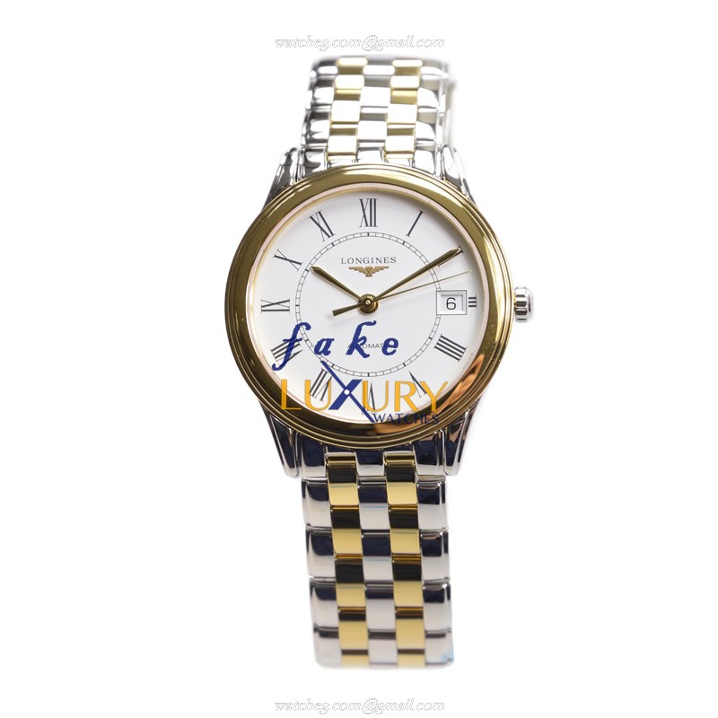 Longines Flagship L4.774.3.21.7 Automatic Watch, White Dial, PVD Gold Case Silver Strap, Sapphire - Image 2