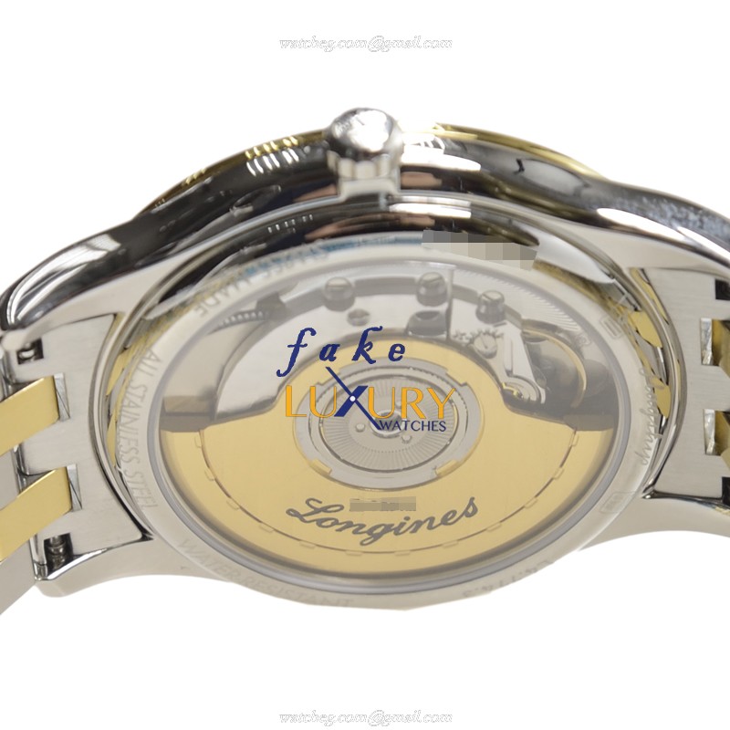 Longines Flagship L4.774.3.21.7 Automatic Watch, White Dial, PVD Gold Case Silver Strap, Sapphire - Image 4