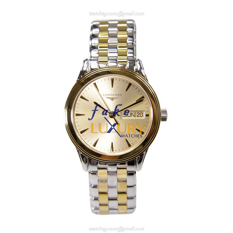 Longines L4.799.3.32.7 FLAGSHIP Automatic PVD Gold Replica Watch - Swiss Movement, Gold Dial - Image 2