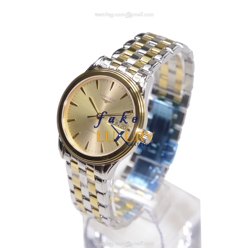 Longines L4.799.3.32.7 FLAGSHIP Automatic PVD Gold Replica Watch - Swiss Movement, Gold Dial - Image 3