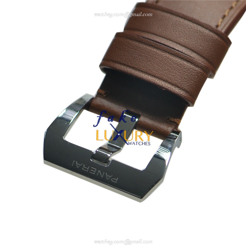 Panerai PAM00111 LUMINOR Manual Wind Stainless Steel Replica Watch - Black Dial, Brown Cowhide Strap - Image 3
