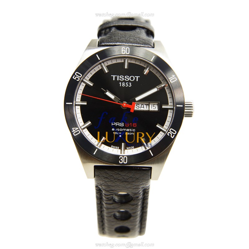 Tissot T044.430.26.051.00 - Replica Watch - Automatic - Steel Case 42mm - Black Dial - Leather Strap - Image 2