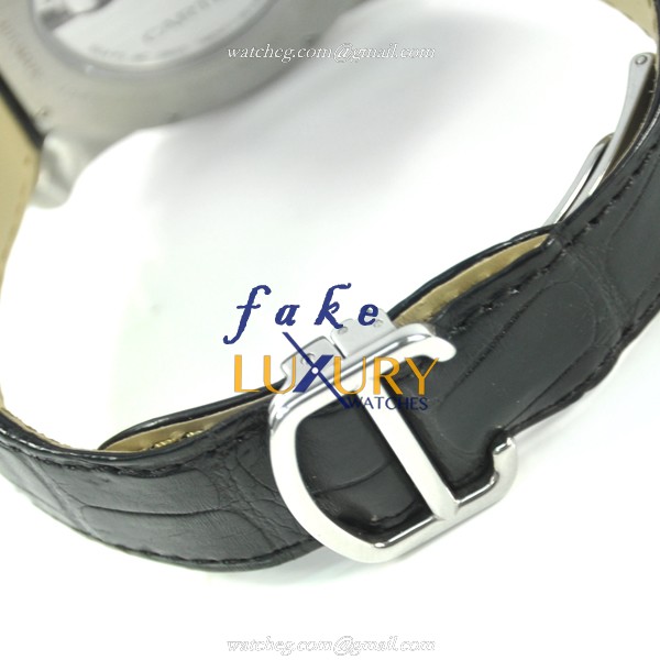 Cartier Calibre de Cartier W7100014 Automatic Steel Black Dial Alligator Replica Watch - Image 5