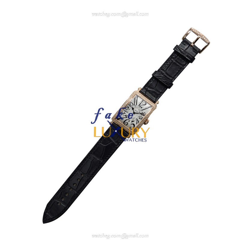 Franck Muller 902 QZ D 5N Replica Watch, Quartz Movement, Silver Dial, Rose Gold & Diamonds Case - Image 2