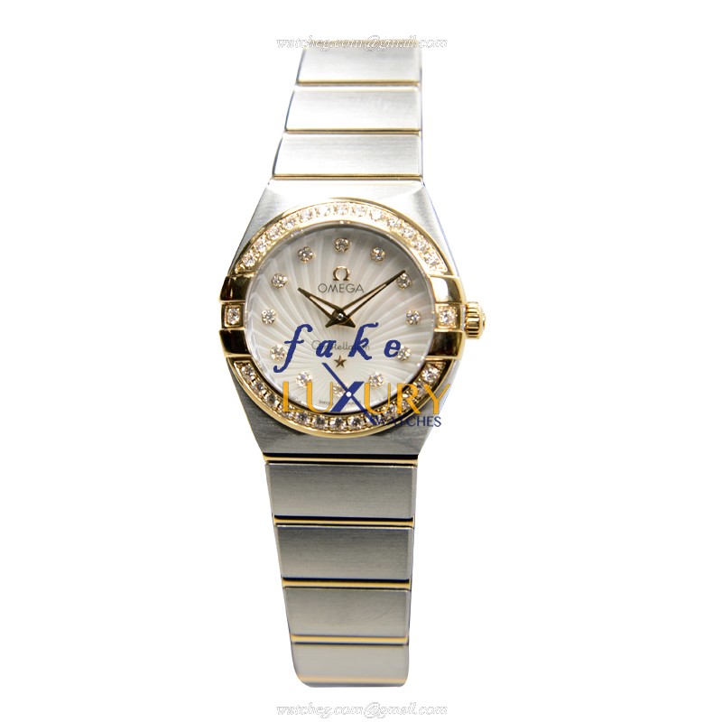 Omega Constellation 123.25.24.60.55.004 Replica Watch, Quartz, White Dial, 18kt Gold & Steel, 24mm - Image 2