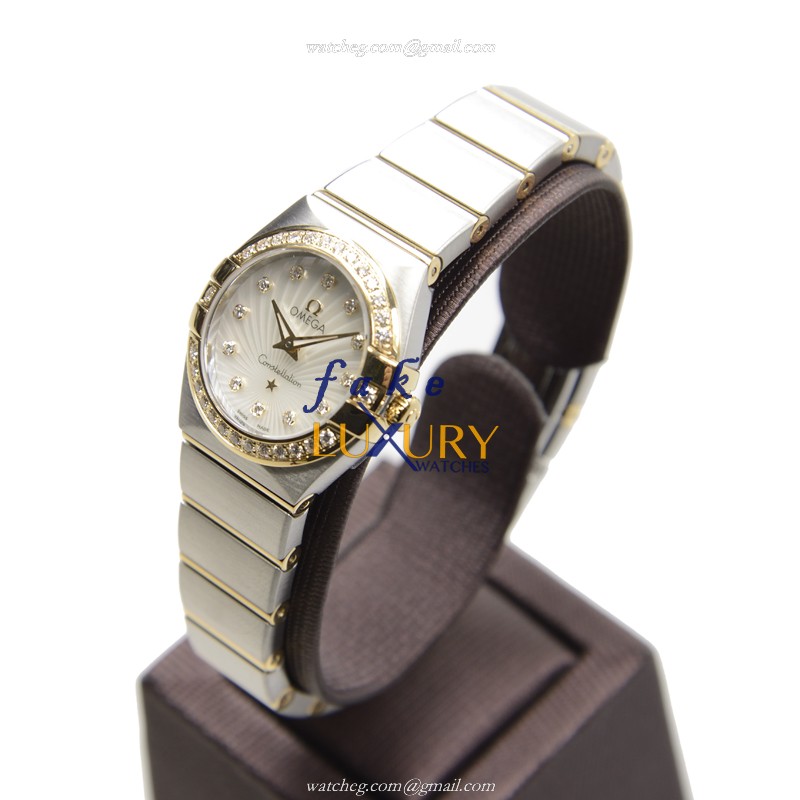 Omega Constellation 123.25.24.60.55.004 Replica Watch, Quartz, White Dial, 18kt Gold & Steel, 24mm - Image 3