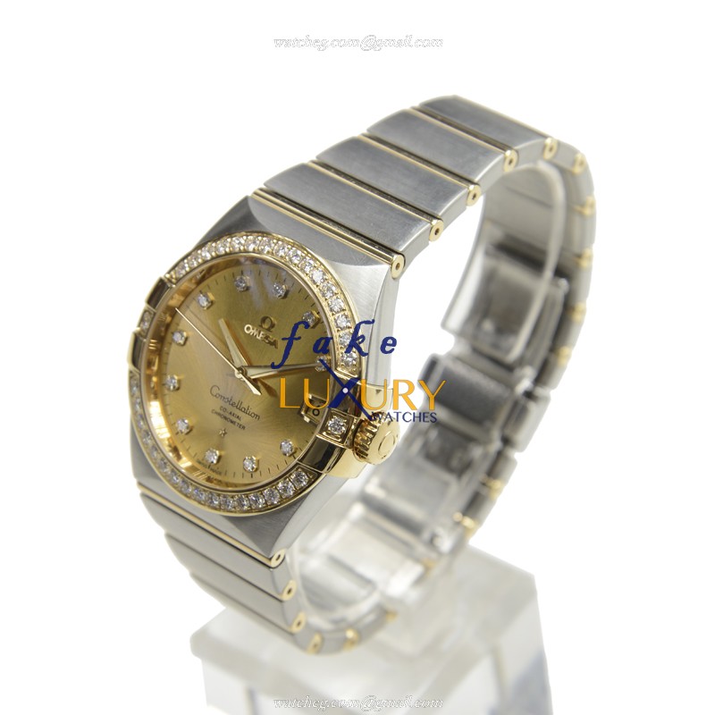 Omega 123.25.38.21.58.001 Constellation Auto 18kt Gold Diamond Steel Replica Watch - Image 3