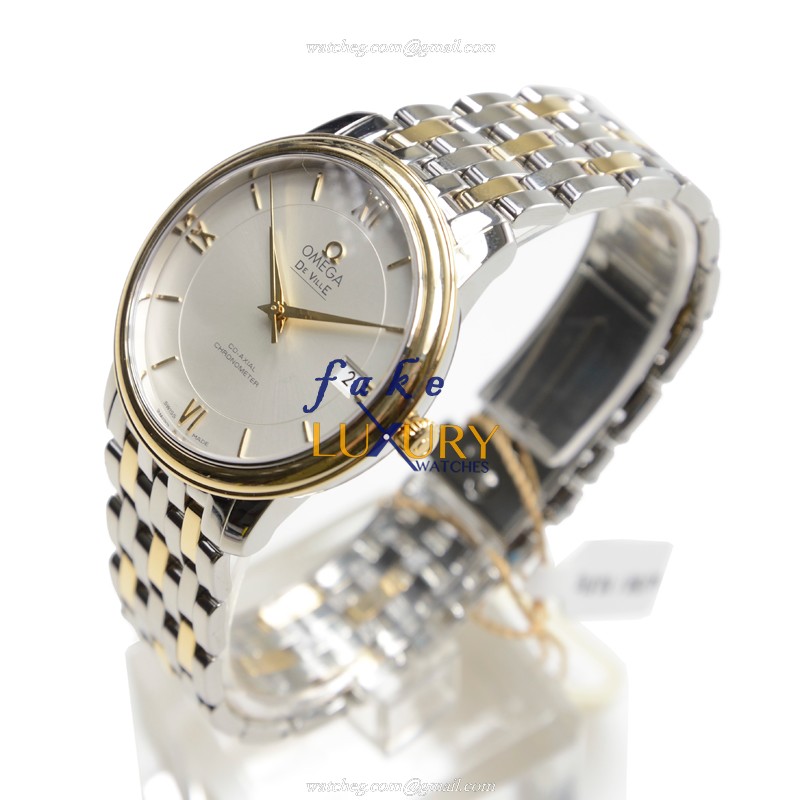 Omega De Ville 424.20.37.20.02.001 - Automatic - Silver Dial - 18kt Gold & Steel - Replica Watch - Image 3
