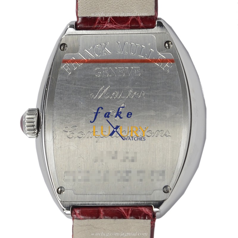 Franck Muller 5002 M QZ C 6H AC Replica Watch, Quartz, Silver Dial, Steel Case, Red Leather Strap - Image 3