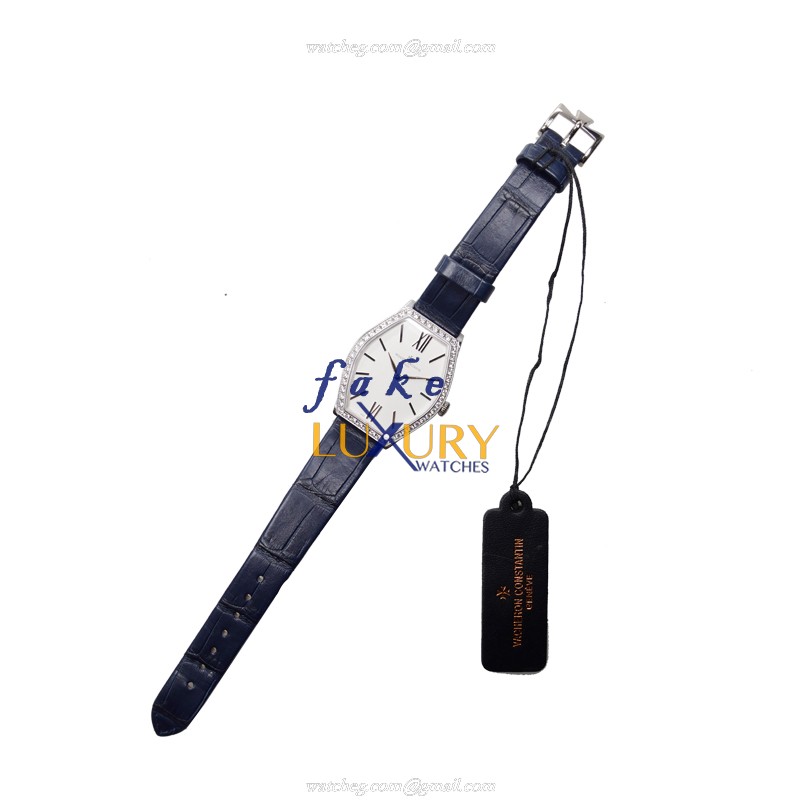 Vacheron Constantin 25530/000G-9741 Malte Quartz Replica Watch - 18kt White Gold & Diamond - Blue - Image 2