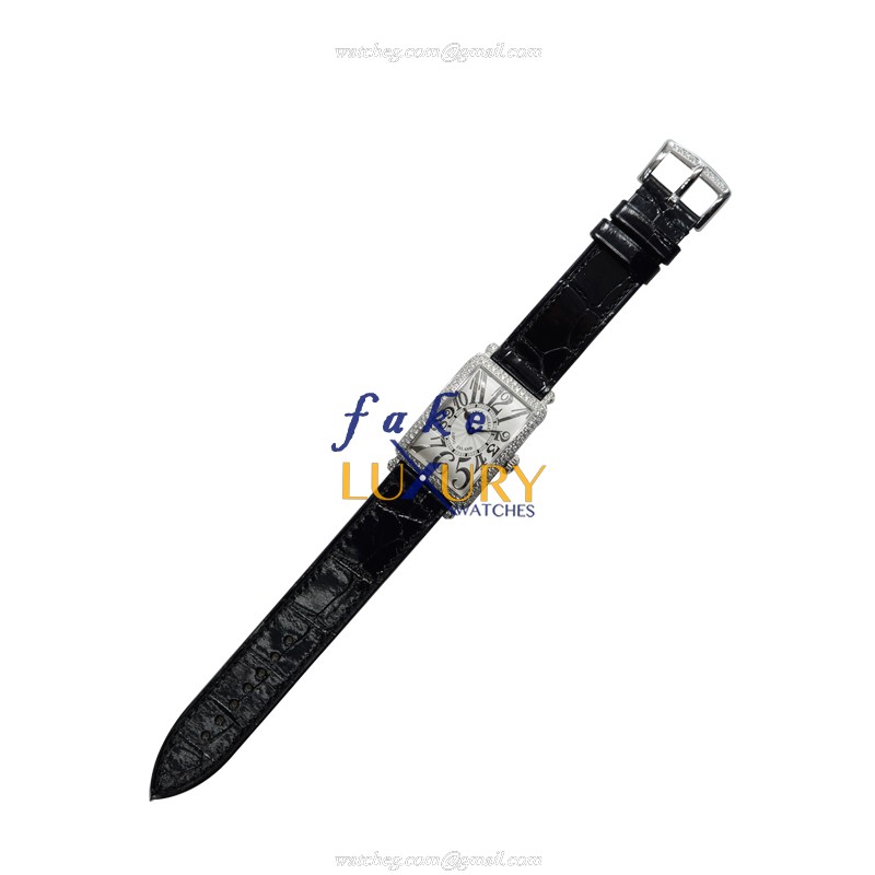 Franck Muller 902 QZ REL D OG LONG ISLAND Quartz 18kt White Gold & Diamond Replica Watch - Silver - Image 2