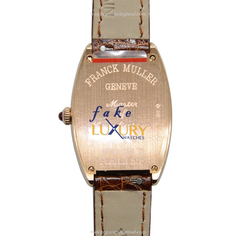 Franck Muller 1752 QZ D REL 5N CINTREE CURVEX Quartz 18kt Rose Gold & Diamond Replica Watch - Brown - Image 3