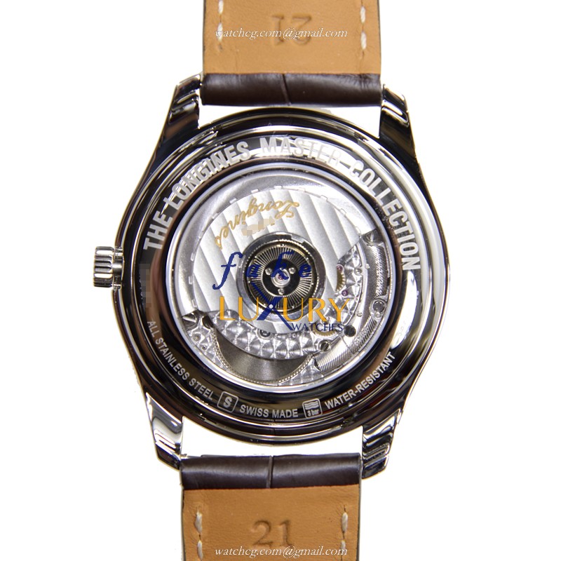 L2.648.4.78.5 - Longines Master Replica Watch Automatic Silver Dial Brown Alligator Strap - Image 3