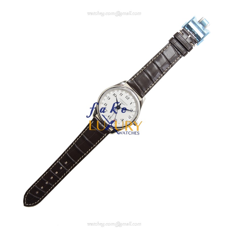 Longines L2.718.4.70.3 MASTER Replica Watch, Automatic Movement, Silver Dial, Steel Case, Brown - Image 2