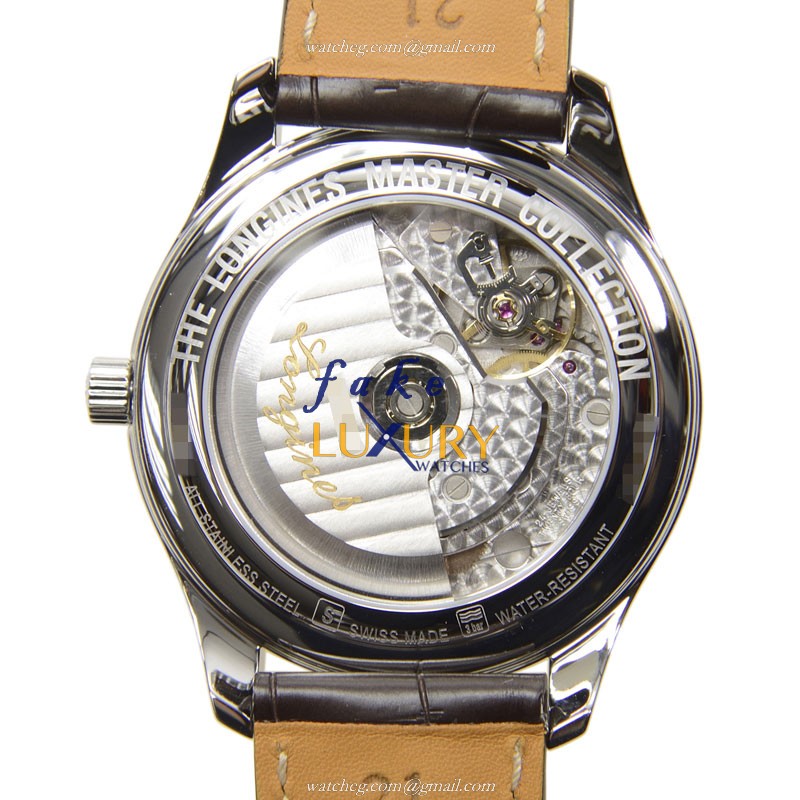 Longines L2.718.4.70.3 MASTER Replica Watch, Automatic Movement, Silver Dial, Steel Case, Brown - Image 3