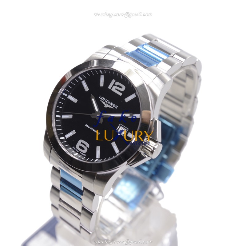 Longines Conquest Quartz L3.659.4.58.6 Stainless Steel Black Dial Silver Bracelet Replica Watch - Image 3