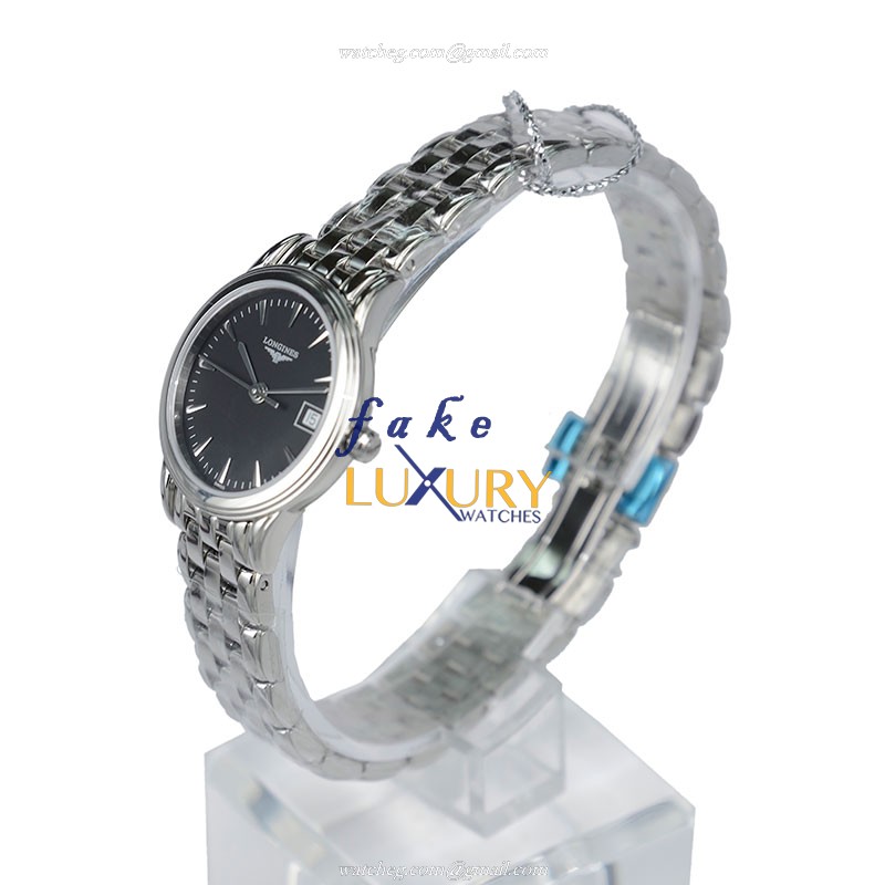 Longines L4.216.4.52.6 FLAGSHIP Replica Watch, Quartz, 24mm, Black Dial, Steel Case - Image 3
