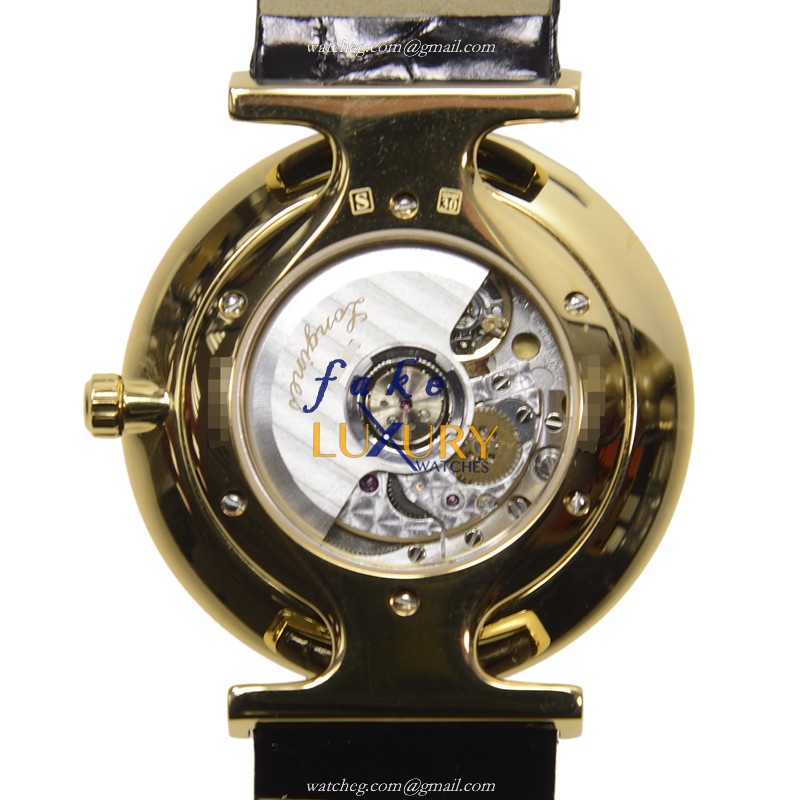 Longines L4.708.2.12.2 Replica Watch - Automatic - PVD Gold Case - White Dial - Black Alligator - Image 3