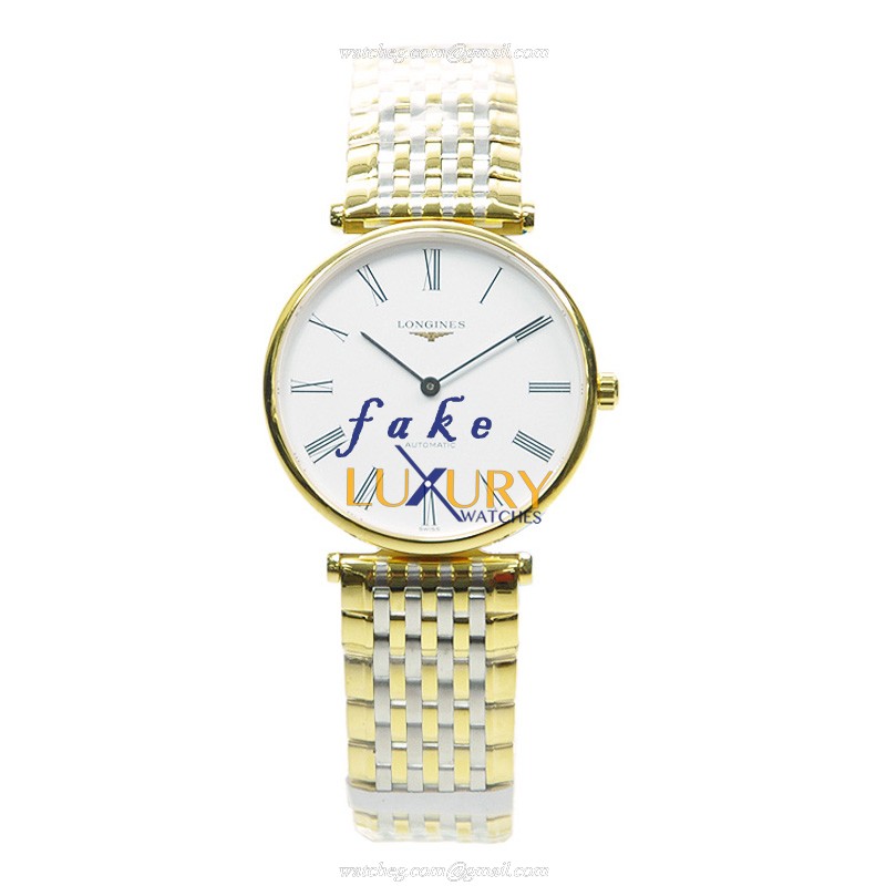 Longines L4.708.2.11.7 Replica Watch - Automatic PVD Gold Case - White Dial - Silver Strap - Image 2