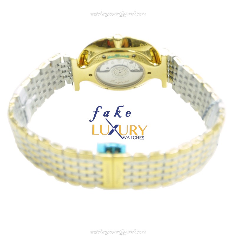 Longines L4.708.2.11.7 Replica Watch - Automatic PVD Gold Case - White Dial - Silver Strap - Image 4