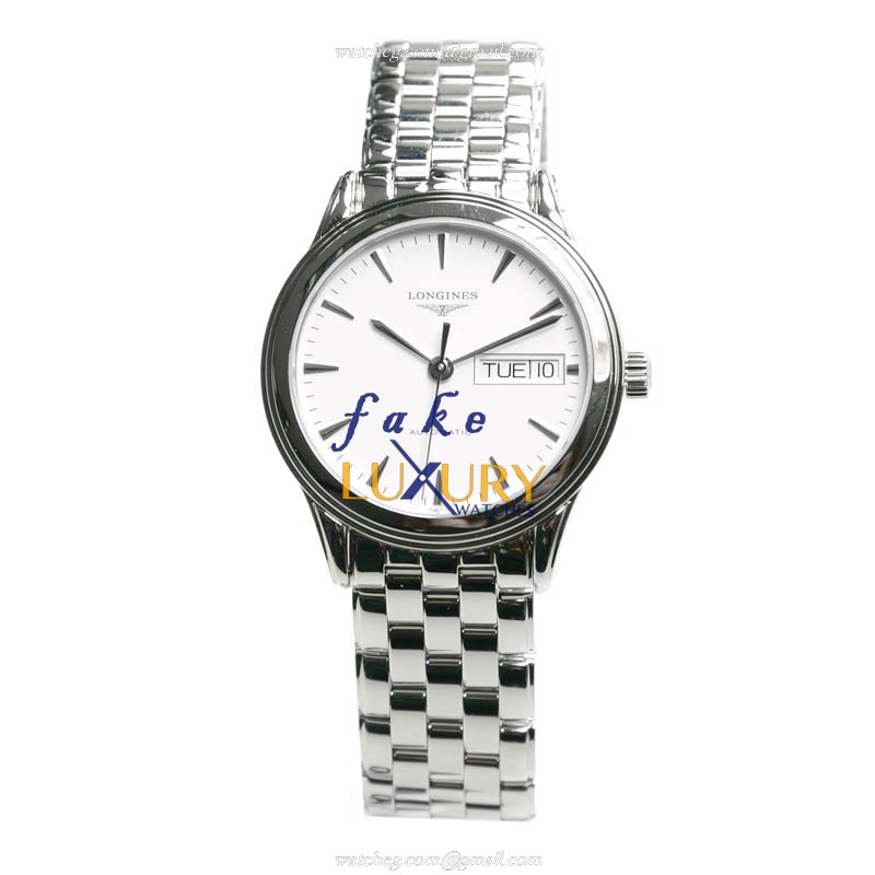 Longines L4.799.4.12.6 FLAGSHIP Automatic Stainless Steel Replica Watch - 36mm White Dial - Push - Image 2