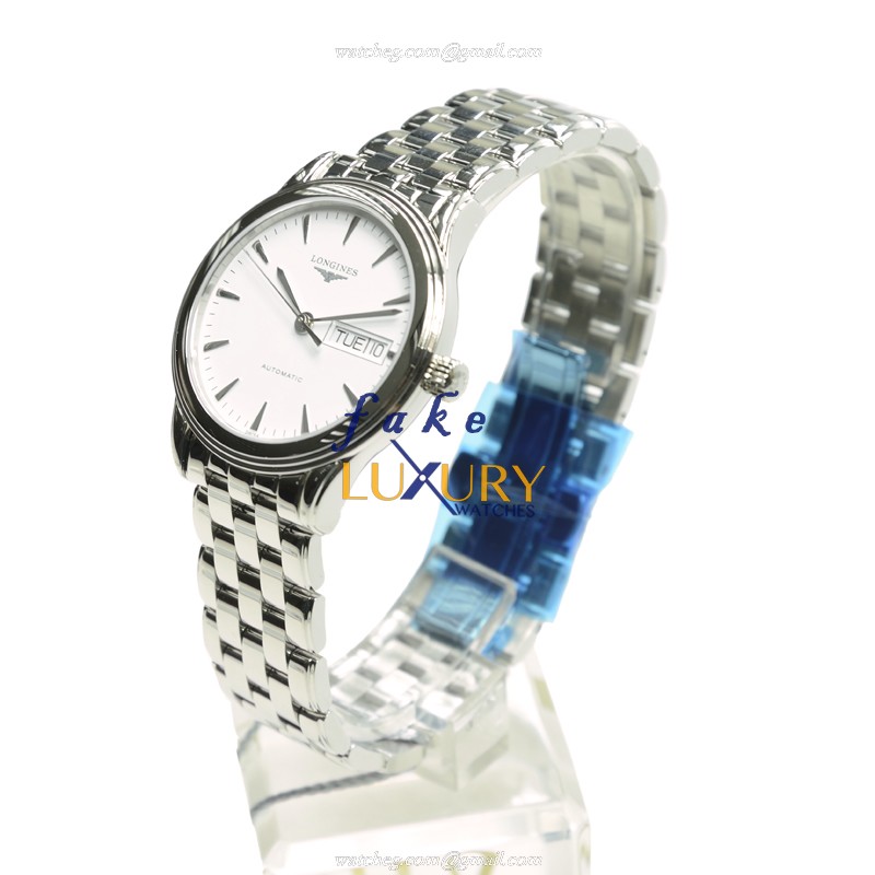 Longines L4.799.4.12.6 FLAGSHIP Automatic Stainless Steel Replica Watch - 36mm White Dial - Push - Image 3