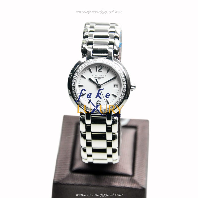 Longines L8.110.0.16.6 PRIMA LUNA Quartz Stainless Steel Replica Watch, White Dial, Silver Strap - Image 2