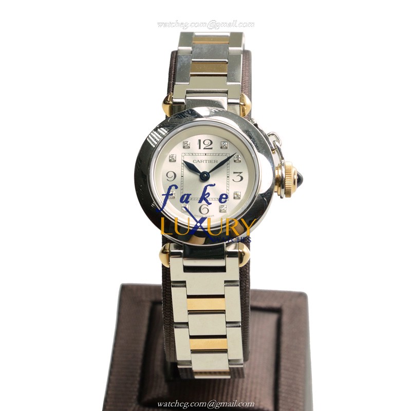 Cartier Pasha de Cartier WJ124020 Quartz Silver Dial 27mm Steel Replica Watch - Image 2