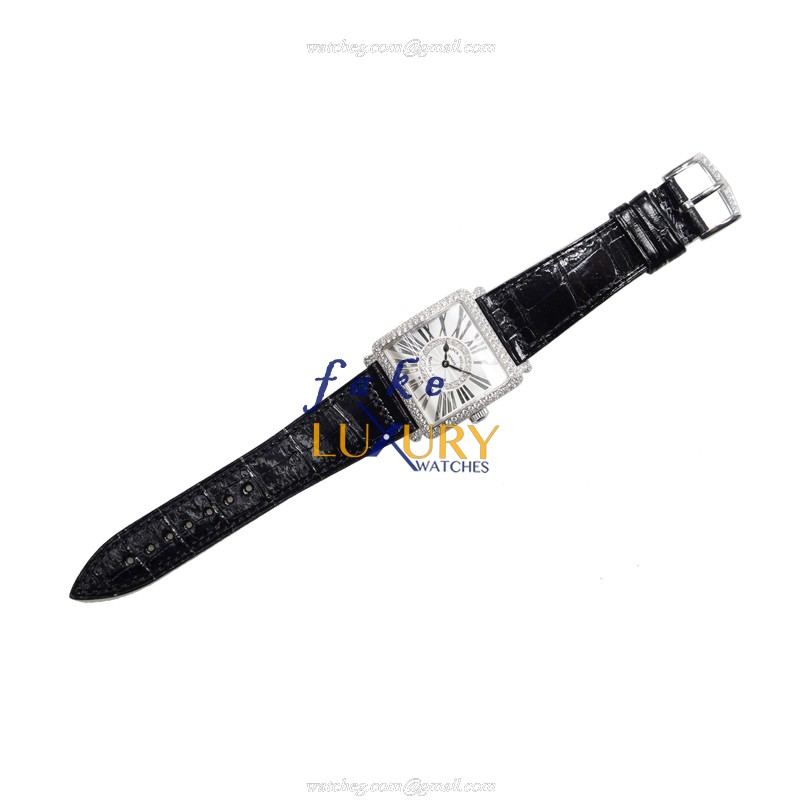 Franck Muller Master Square 6002 L QZ REL R D CD 1R OG Quartz 18kt White Gold Diamond Replica Watch - Image 2