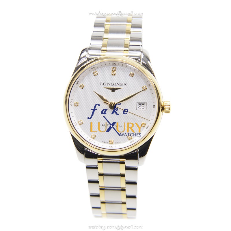 Longines L2.518.5.77.7 MASTER Replica Watch, Automatic, Silver Dial, 18kt Gold & Steel Case, 36mm - Image 2