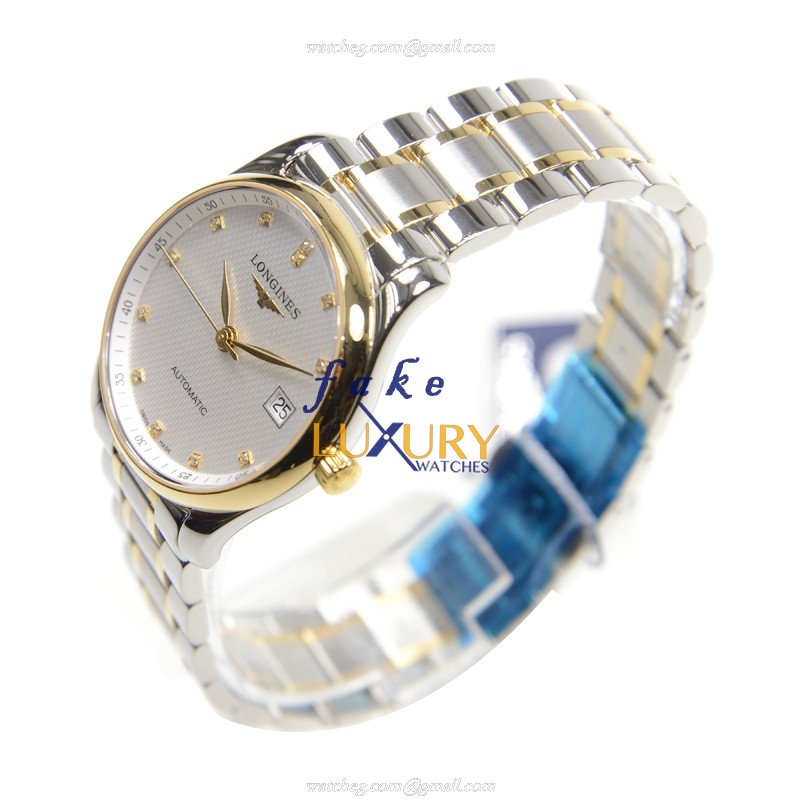 Longines L2.518.5.77.7 MASTER Replica Watch, Automatic, Silver Dial, 18kt Gold & Steel Case, 36mm - Image 3