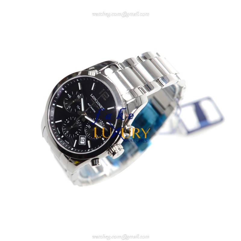 Longines L2.786.4.56.6 Conquest Classic Replica Watch, Automatic, Black Dial, Steel Strap, 41mm - Image 3