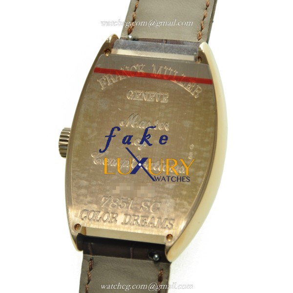 Franck Muller 7851 SC COL DRM 5N Automatic 18kt Rose Gold Replica Watch - White Dial, Brown - Image 3