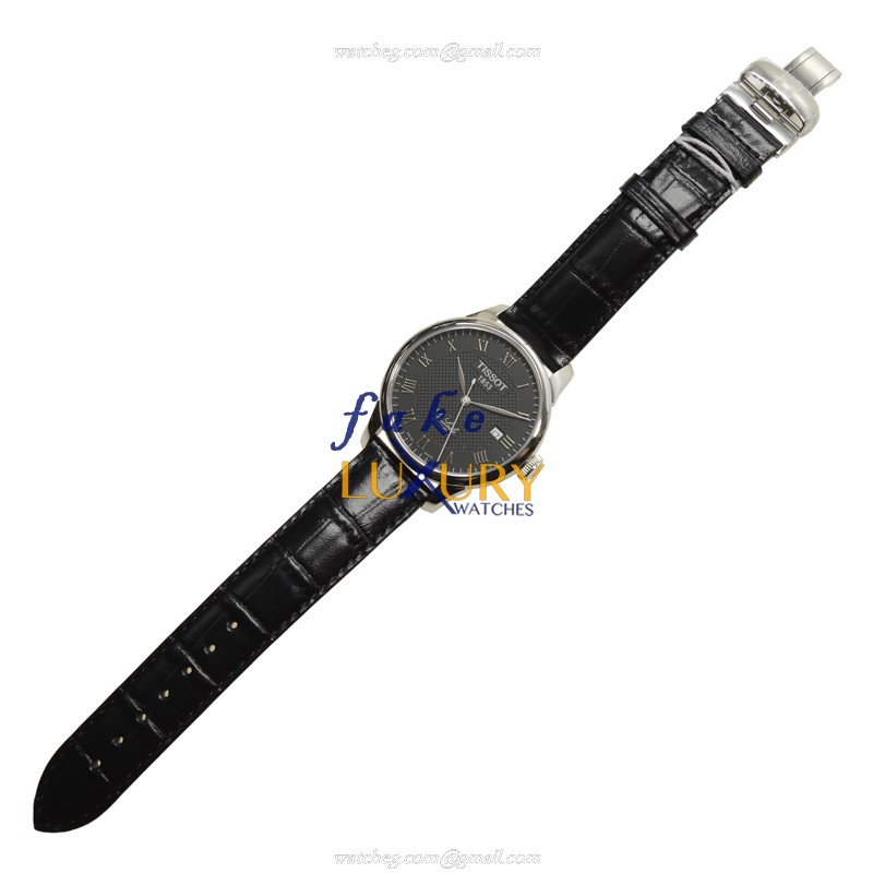 Tissot T41.1.423.53 Replica Watch Automatic Movement Black Dial Steel Case Leather Strap - Image 2