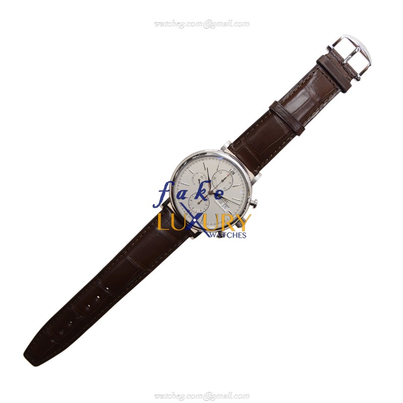 IWC IW391007 - IWC Portofino Replica Watch - Automatic - Silver Dial - Brown Alligator Strap - Image 2