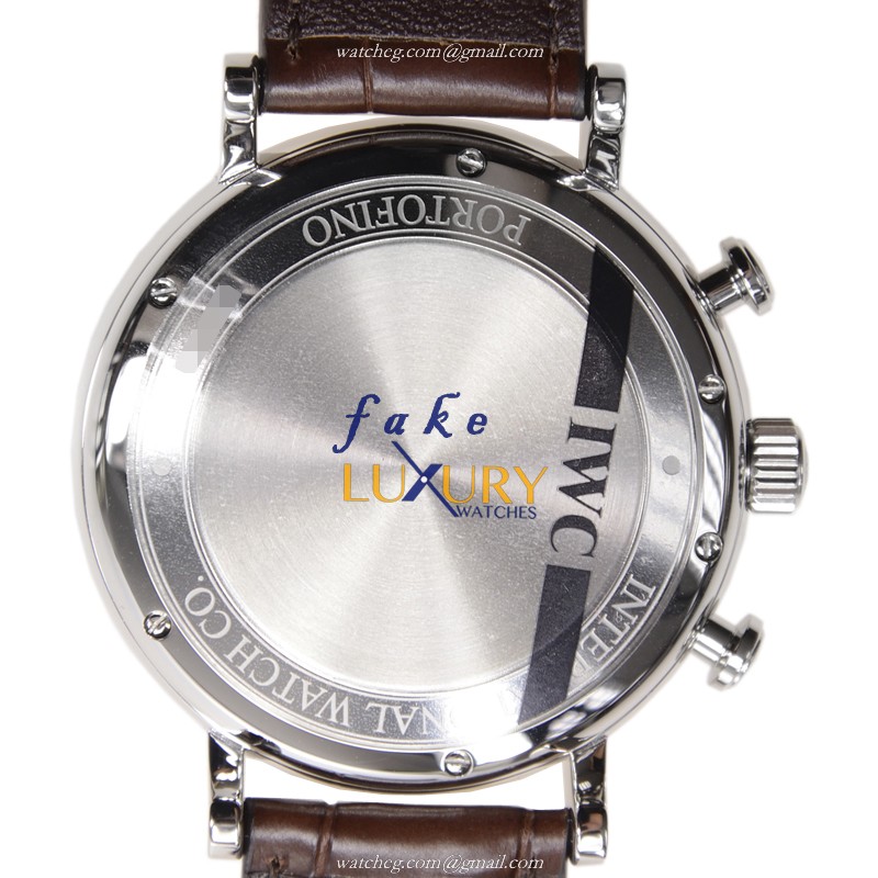 IWC IW391007 - IWC Portofino Replica Watch - Automatic - Silver Dial - Brown Alligator Strap - Image 3