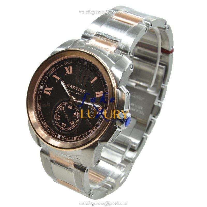 -7100050ST.OO.1240ST.01 - Cartier Calibre De Cartier Automatic 18kt Rose Gold & Steel Replica - Image 3
